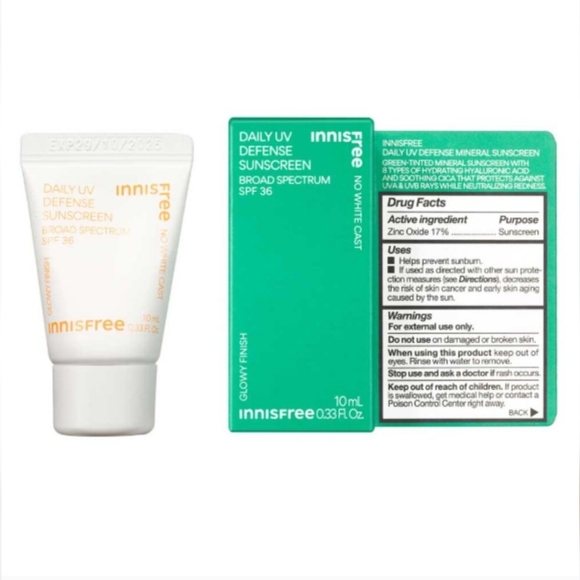 InnIsFree Other - 🩷 3/$15 InnisFree Daily UV Defense Sunscreen, Broad Spectrum SPF 36, 10ml, NIB
